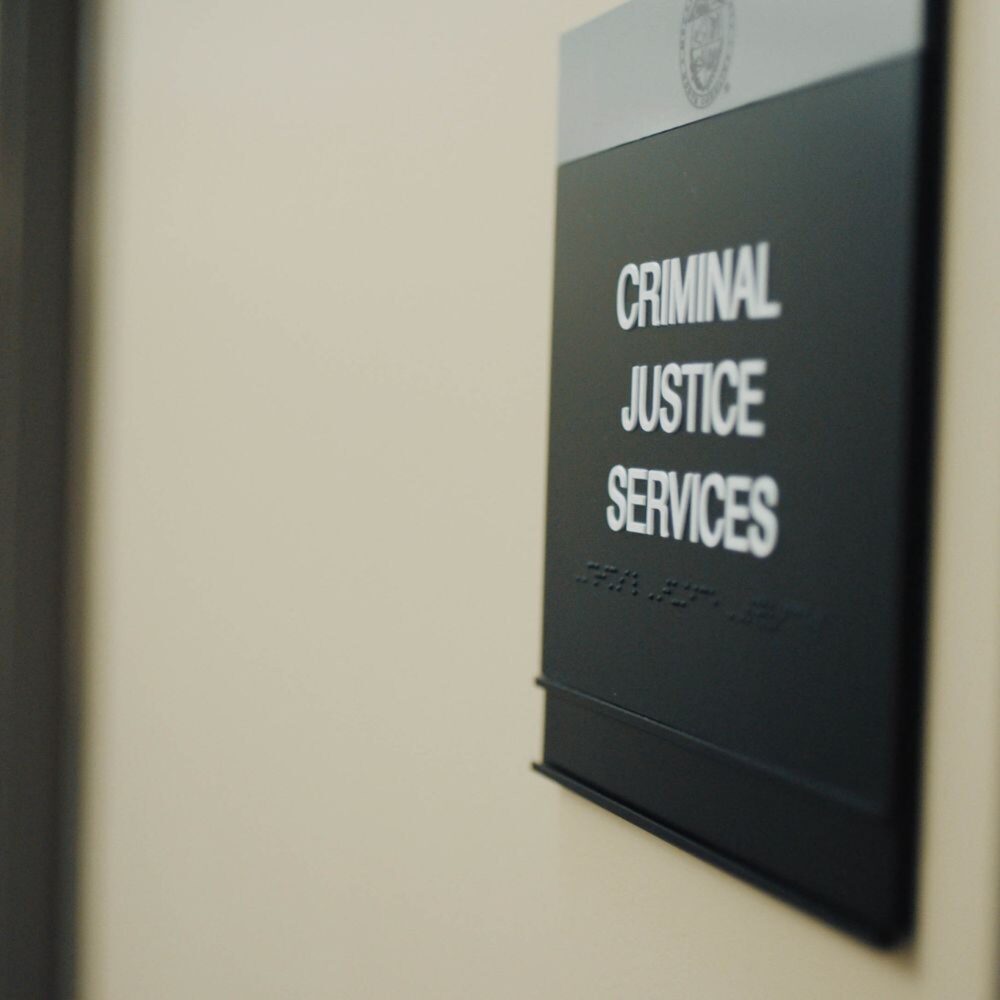 Criminal Justice Services sign.