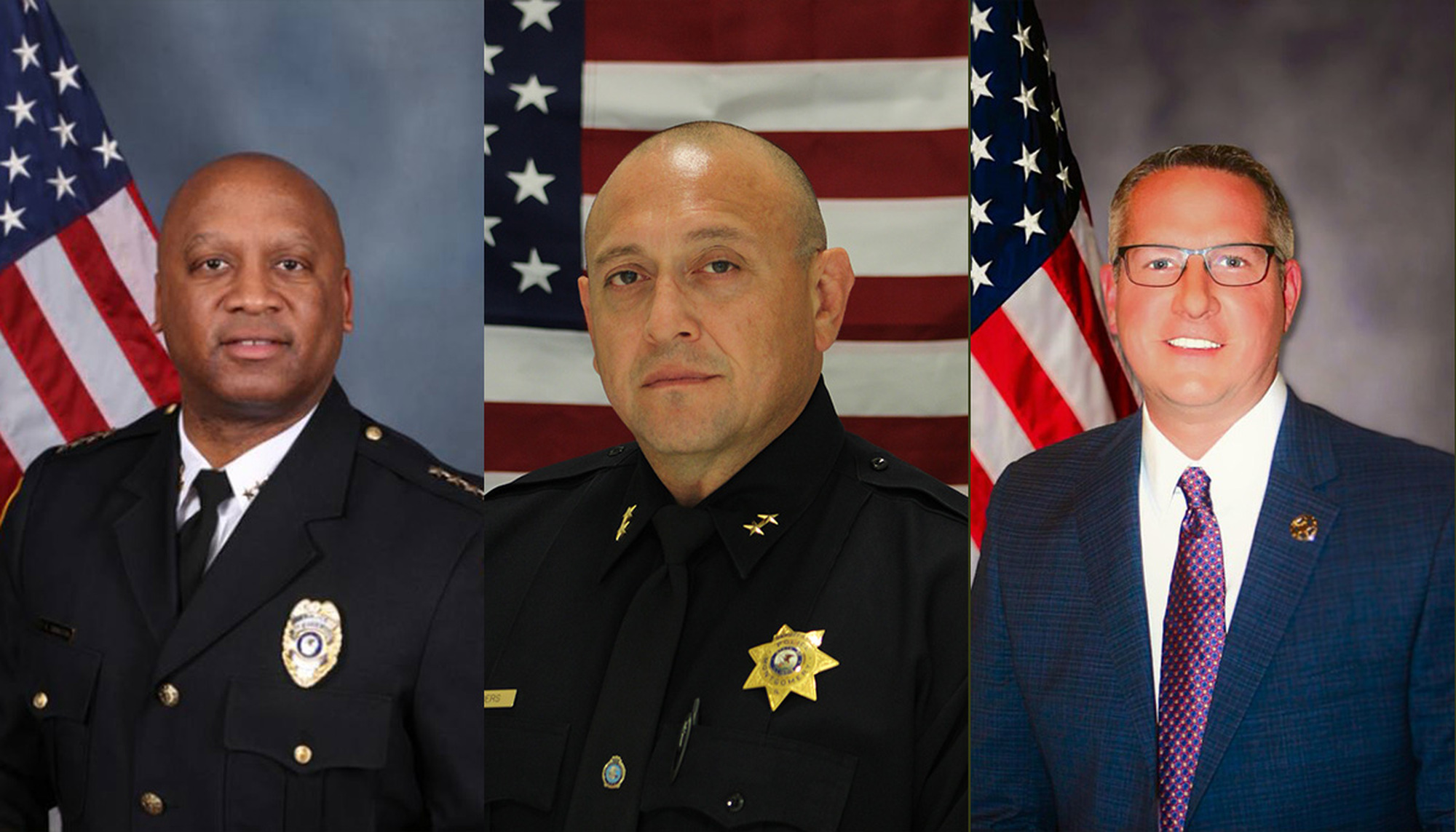 From left to right: Chief Jamal Simington, Bloomington Police Department; Deputy Chief Armando Sanders, Montgomery Policy Department; and Sheriff Kyle Bacon, Franklin County