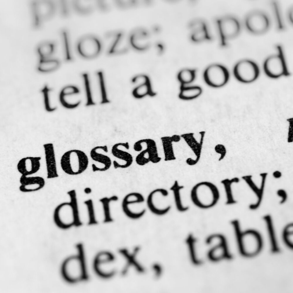 The word glossary from a dictionary.