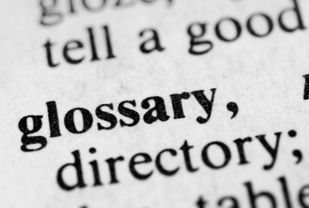 The word glossary from a dictionary.