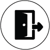 Door open with an arrow