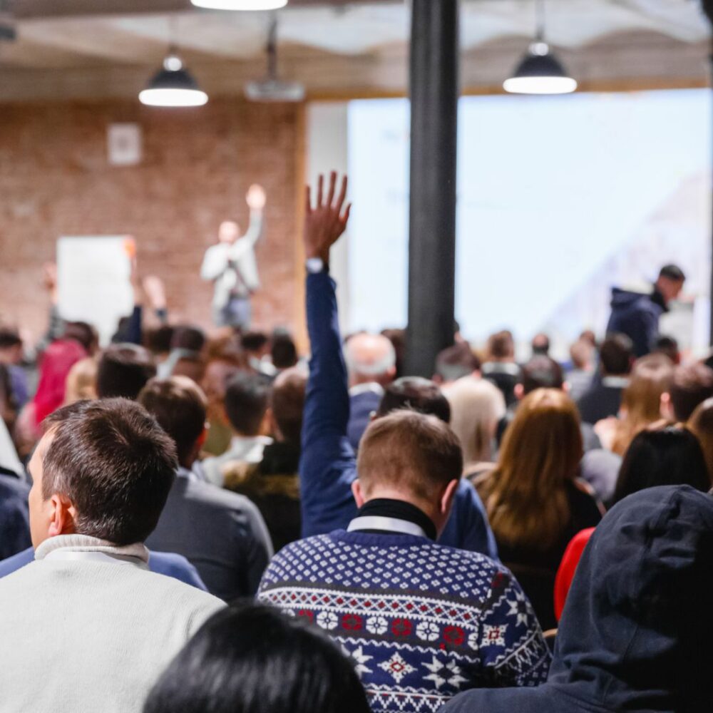 People at a community meeting.